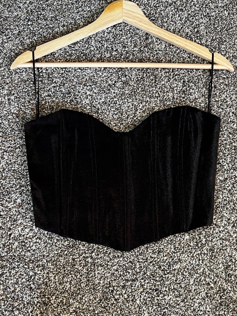 Black Sheen Strapless Corset Top